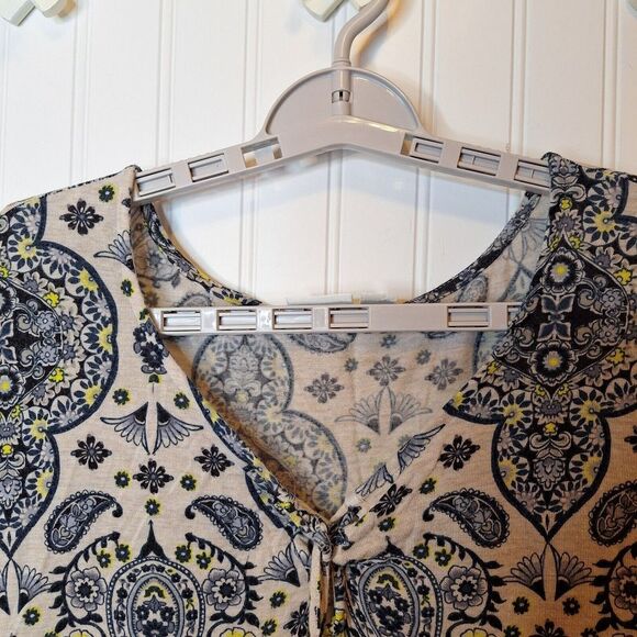 CATO Woman‎ Size 26/28W Top Pullover Tie Neck Tassel Short Sleeve Crochet Boho - Picture 3 of 12